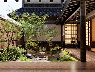 Japanese-style courtyard landscape 3d model