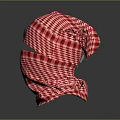 Stylish Red Checkered Headscarf With Camouflage Strap Fashion Accessory