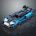 Blue Lego Race Car Model With Aerodynamic Design Rear Spoiler And Black Accents
