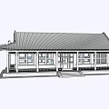 Traditional Chinese Ancient Architecture With Gray Tiled Roof Wooden Columns And Carved Details
