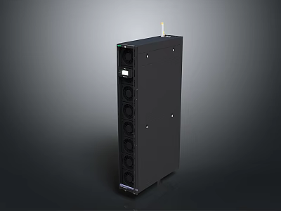 Black Vertical Computer Server Chassis With Multiple Ports And External Antenna 3d model