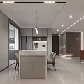 Modern Living Dining Room Interior With Light Beige Sofa Circular Pendant Light And Coffee Table