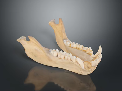 Well Preserved Anatomical Mandible Specimen Displayed With Teeth On Reflective Surface 3d model