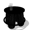 Black Round Wooden Side Table With Glass Cups And Circular Base 3d model