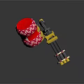 Colorful Weapon Design With Red Patterned Barrel Yellow Grip and Multiple Muzzles