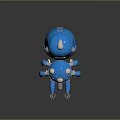 Blue Robot Character Featuring Insect Like Design Large Eyes And Mechanical Legs 3d model
