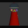 Commercial Gumball Machine With Transparent Globe And Colorful Gumballs Red Base