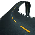 Curved Road Infrastructure With Black Pavement Yellow Dividing Lines And White Edge Lines