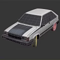 Classic White Vintage Sedan With Black Stripes And Retro Exterior Design
