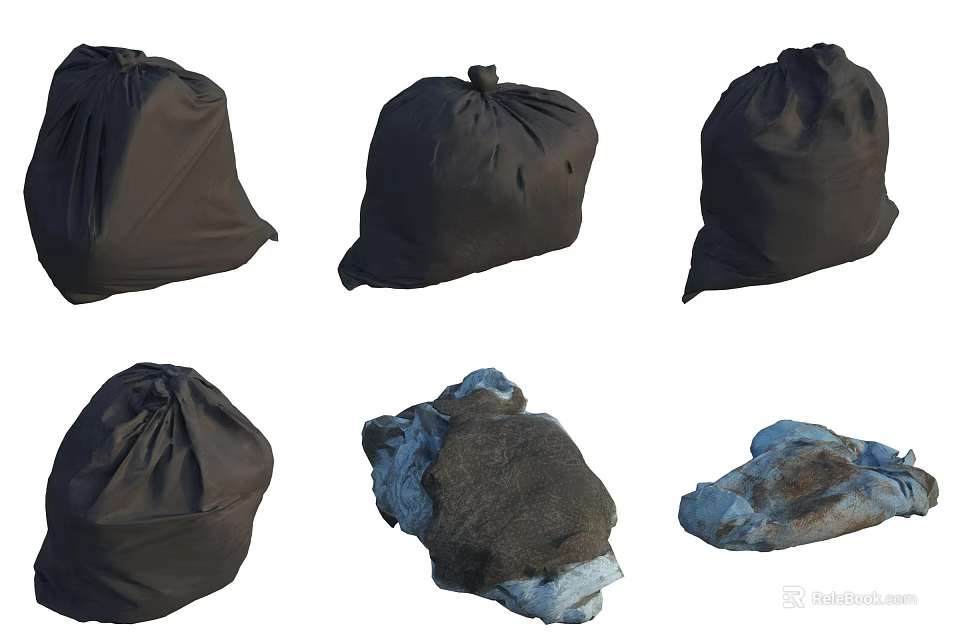 Multiple Black Storage Bags And Fabric Fillers For Organizing Supplies At Home 3d model 