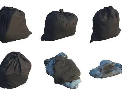 Multiple Black Storage Bags And Fabric Fillers For Organizing Supplies At Home 3d model