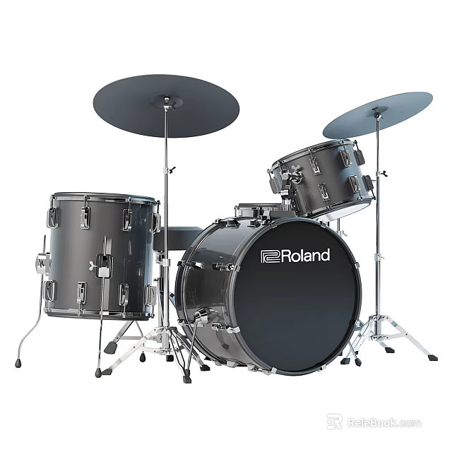 Roland Professional Full Size Drum Set With Drums Cymbals And Hardware Components 3d model 