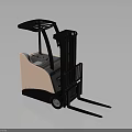 Pink Industrial Forklift With Black Mast Cabin And Forks For Material Handling