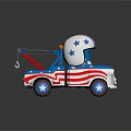 Cartoon Tow Truck Character Red White Blue Star Stripe Design With Anthropomorphic Eyes And Helmet