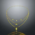 Elegant Gold Layered Necklace with Moon and Star Pendant Design