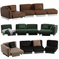 Modern Modular Sofa Set With Brown Green Black And Beige Seating Units 3d model