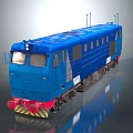 Exquisite Blue Vintage Train Model with Detailed Carriages and Red Yellow Base