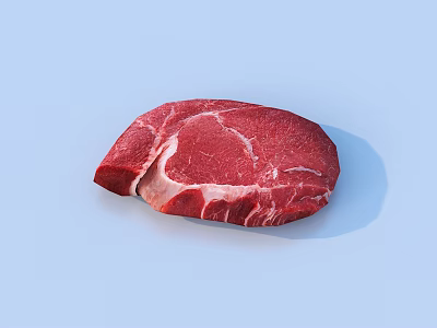 Fresh Raw Beef Steak With Red Meat And White Fat Marbling On Light Blue Background 3d model
