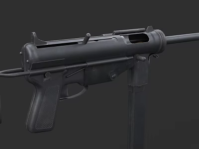 Detailed Tactical Black Submachine Gun With Long Barrel And Detachable Magazine 3d model