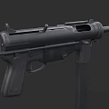 Detailed Tactical Black Submachine Gun With Long Barrel And Detachable Magazine