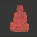 Ancient Bronze Statue of Sitting Man With Hands Clasped in Traditional Pose