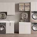 Modern Bathroom Cabinetry with Sink Washing Machines and Storage Cabinets