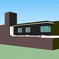 Modern Detached Villa With Large Glass Windows Wooden Entrance And Palm Trees