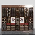 Elegant Gold Wine Cabinet Design with Multiple Shelves for Wine Bottles and Glasses Storage