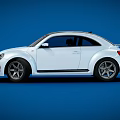 White Volkswagen Beetle Two Door Car With Sporty Wheels And Sleek Design