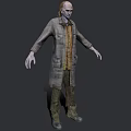 Zombie Game Movie Character With Tattered Skin Long Coat And Yellow Shirt