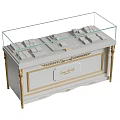 Elegant Jewelry Store Display Case With Glass Top Gold Accents And Carved Details