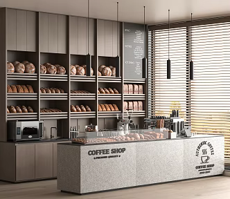 Modern Bakery Coffee Shop Coffee Bar Coffee Machine Workbench Bakery Display Cabinet Milk Tea Coffee Shop Operation Desk Bar 3d model