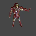 Iron Man Superhero in Red Armor with Glowing Eyes Arc Reactor and Outstretched Hand