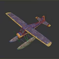 Aerospace Themed Seaplane Model With Blue Purple Cosmic Patterns Yellow Nose Red Floats