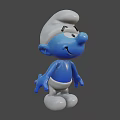 Smurf Cartoon Character With Blue Skin White Hat And Smiling Expression