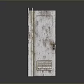 Rustic White Wooden Door With Distressed Frame Small Glass Panel And Metal Handle