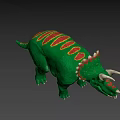 Green Plastic Triceratops Dinosaur Model With Red Spiked Head And Back