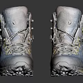 Outdoor Hiking Boots With Blue And Brown Design And Yellow Accents