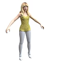 Woman With Blonde Hair Wearing Yellow Leotard White Tights And White Shoes