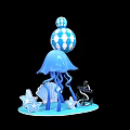 Ocean Themed Decorative Ornament With Blue Jellyfish Starfish Seashell Anchor And Patterned Balls