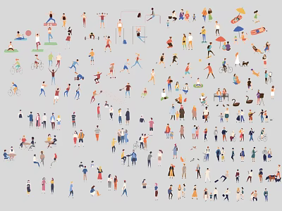 Diverse Human Activity Silhouettes Depicting Various People Actions And Scenes 3d model