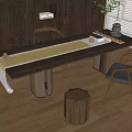 New Chinese Style Desk and Chair Desk and Chair Combination 3d model
