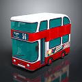 Red Commercial Double Decker Bus With White Roof London Route 66 And Advertisement Stickers