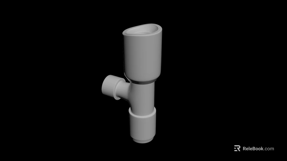 White Plastic Plumbing Pipe Fitting With Vertical Cylinder And Side Connector 3d model 
