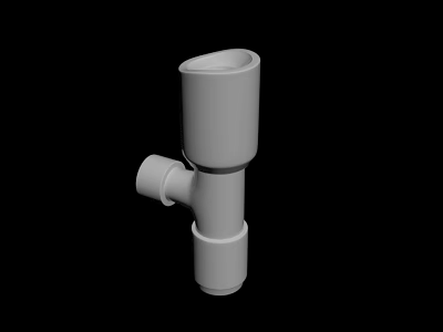 White Plastic Plumbing Pipe Fitting With Vertical Cylinder And Side Connector 3d model