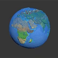 Realistic Globe Model With Blue Ocean Green Continents And Yellow Landmasses