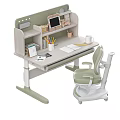 Adjustable Height Kids Study Desk With Shelf Matching Chair And Stationery