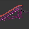 Portable Mobile Ramp Structure With Orange Canopy Metal Frame And Wheels