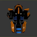 Futuristic Weapon Orange And Black With Blue Dual Barrels Techno Design Elements 3d model