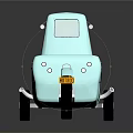 Vintage Light Blue Small Truck With Red Wheels And Reflective Surface On Dark Background